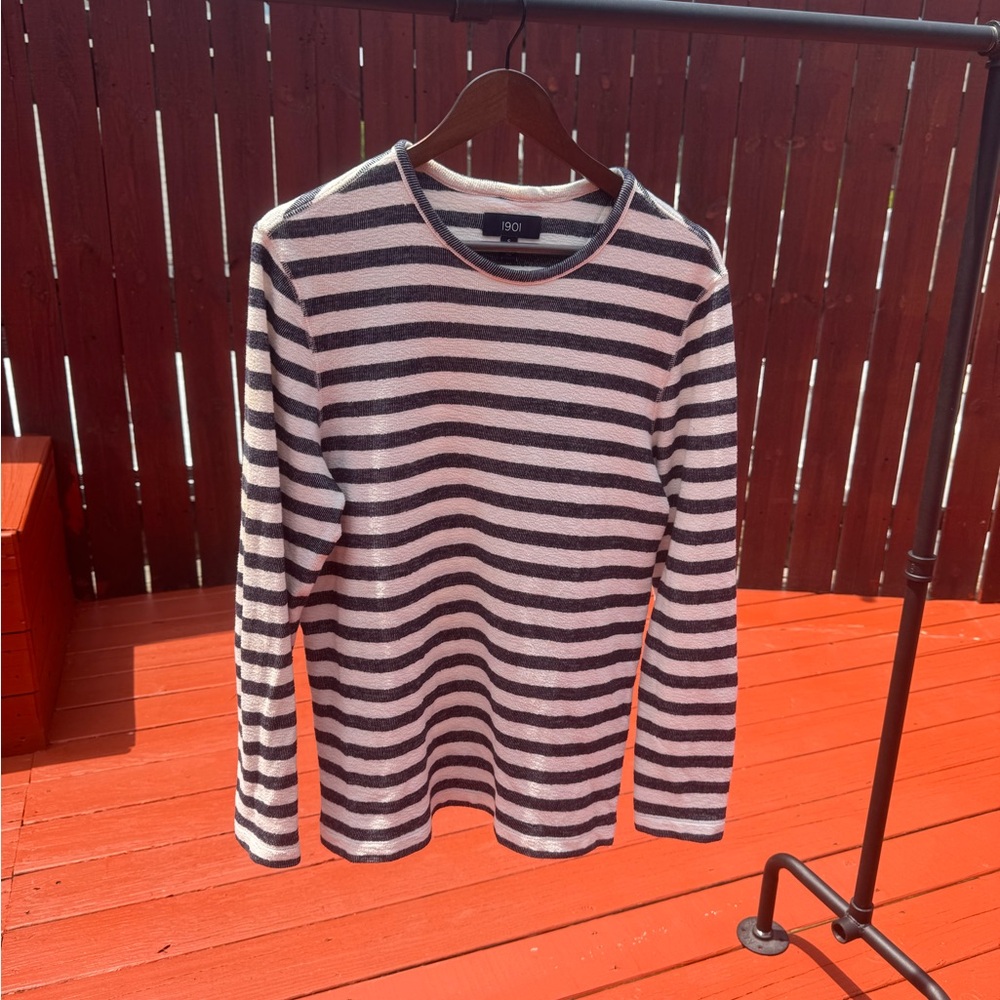 1901 Navy and White Striped Crewneck